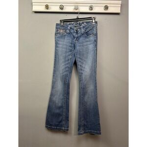 Industrial Cotton Jeans Womens 1 Blue Bootcut Embroidered Pocket Denim Stretch